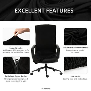 Water Resistant Stretch Computer Office Chair Cover with Durable Zipper Universal Washable Removable Spandex Rotating Boss Chair Slipcovers Anti-dust Soft Desk Chair Seat Protector for Dogs Cats Pets