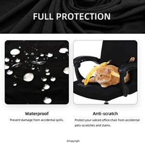 Water Resistant Stretch Computer Office Chair Cover with Durable Zipper Universal Washable Removable Spandex Rotating Boss Chair Slipcovers Anti-dust Soft Desk Chair Seat Protector for Dogs Cats Pets