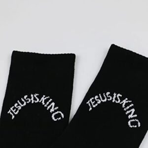 LifeShine 2 Packs Fashion Socks Sunday Service Trust God and Jesus is King Tube Cotton Double Yarn Socks for Men Women