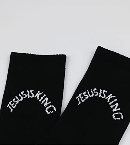 LifeShine 2 Packs Fashion Socks Sunday Service Trust God and Jesus is King Tube Cotton Double Yarn Socks for Men Women