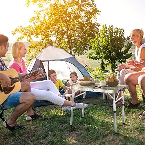 Sportneer Camping Table, Adjustable Height Small Folding Table with Mesh Layer Portable Camp Tables with Aluminum Legs for Outdoor Camp Picnic Beach BBQ Cooking (23.6" L x 15.7" W (3 Height))