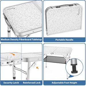 Sportneer Camping Table, Adjustable Height Small Folding Table with Mesh Layer Portable Camp Tables with Aluminum Legs for Outdoor Camp Picnic Beach BBQ Cooking (23.6" L x 15.7" W (3 Height))