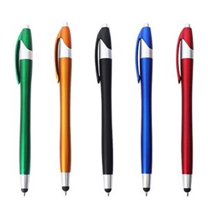 ballpoint pens stylus pens for touch screens medium point black ink writing pen 2 in 1 office pen with stylus tips for iphone ipad (5 count)
