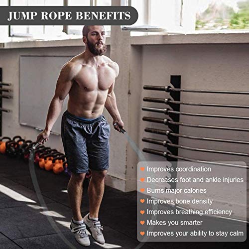 Redify Weighted Jump Rope for Workout Fitness(1LB), Tangle-Free Ball Bearing Rapid Speed Skipping Rope for MMA Boxing Weight-loss,Aluminum Handle Adjustable Length 9MM Fabric Cotton+9MM Solid PVC Rope