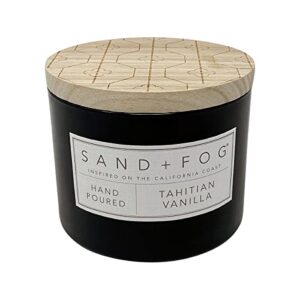 sand + fog scented candle -tahitian vanilla – additional scents and sizes – 100% cotton lead-free wick - luxury air freshening jar candles - perfect home decor – 12oz