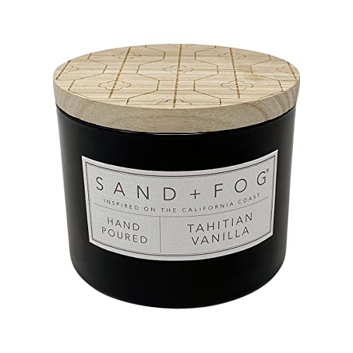 Sand + Fog Scented Candle -Tahitian Vanilla – Additional Scents and Sizes – 100% Cotton Lead-Free Wick - Luxury Air Freshening Jar Candles - Perfect Home Decor – 12oz