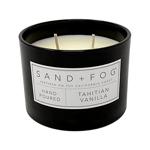 Sand + Fog Scented Candle -Tahitian Vanilla – Additional Scents and Sizes – 100% Cotton Lead-Free Wick - Luxury Air Freshening Jar Candles - Perfect Home Decor – 12oz