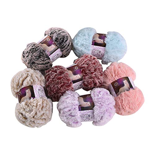 5 Pack of Soild Wool Fur Fluffy Plush Thick Knitting Yarn Supper Soft Fur Crochet Yarn for DIY Knitting Scarf Coat Gloves Hat Rugs Clothes Knitting Projects 250g