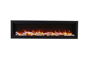 amantii sym-50-bespoke symmetry series bespoke 50-inch built-in electric fireplace with remote, birch log media, black steel surround
