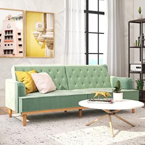 mr. kate stella vintage convertible sofa bed futon, teal velvet