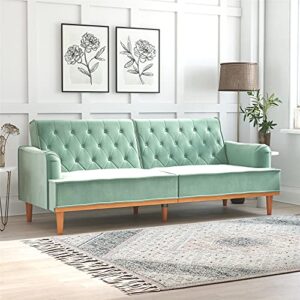 Mr. Kate Stella Vintage Convertible Sofa Bed Futon, Teal Velvet