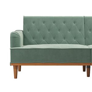 Mr. Kate Stella Vintage Convertible Sofa Bed Futon, Teal Velvet