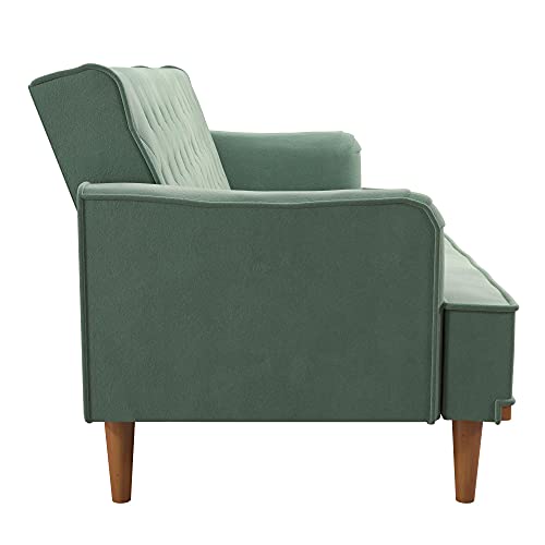 Mr. Kate Stella Vintage Convertible Sofa Bed Futon, Teal Velvet