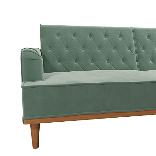 Mr. Kate Stella Vintage Convertible Sofa Bed Futon, Teal Velvet