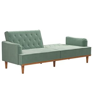 Mr. Kate Stella Vintage Convertible Sofa Bed Futon, Teal Velvet