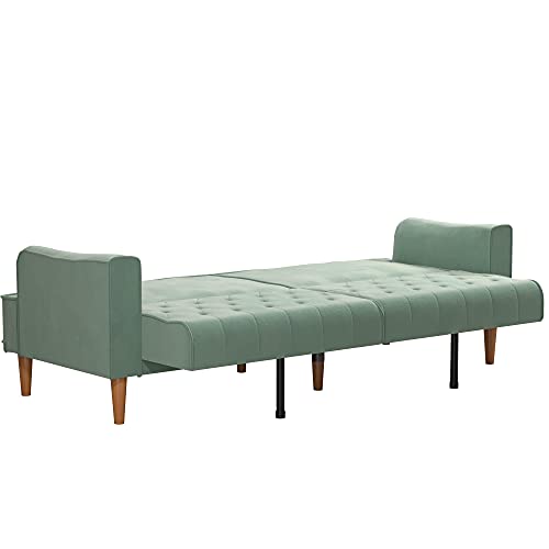 Mr. Kate Stella Vintage Convertible Sofa Bed Futon, Teal Velvet