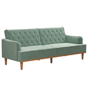 Mr. Kate Stella Vintage Convertible Sofa Bed Futon, Teal Velvet