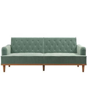 Mr. Kate Stella Vintage Convertible Sofa Bed Futon, Teal Velvet