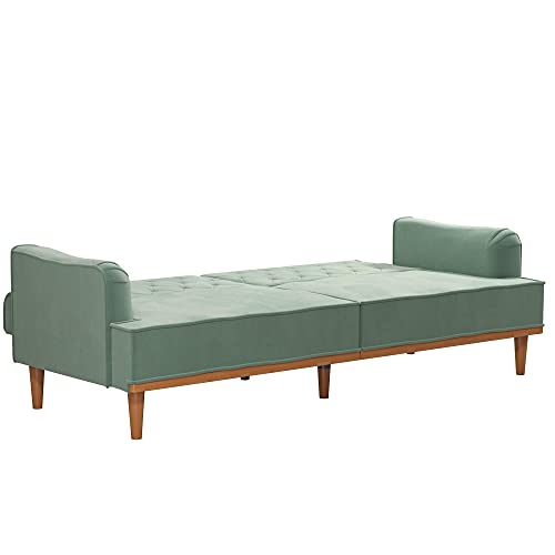 Mr. Kate Stella Vintage Convertible Sofa Bed Futon, Teal Velvet