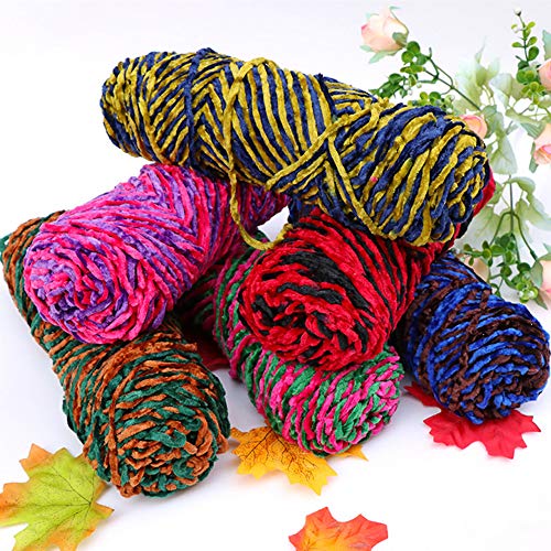 400g Soft Chenille Velvet Yarn Hand Knitting Yarn Fluffy Chenille Yarn for Crochet Hat Scarf Sweater Shoes Bag Knitting Materials Red Green