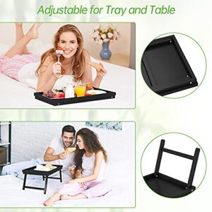 Bed Breakfast Tray Table Serving Lap Food TV Dinner for Eating with Folding Legs Black Bamboo