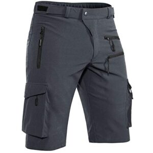 hiauspor men's mountain bike shorts stretch mtb shorts quick dry with zipper pocket (dark grey, large)
