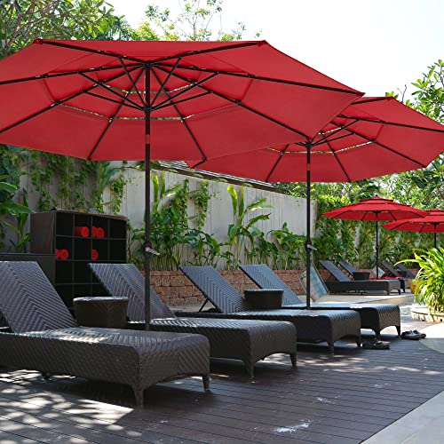 Yescom 11ft 3 Tier UV70+ Push Tilt Patio Umbrella Crank Handle Outdoor Cafe Deck Table Garden Backyard Hotel