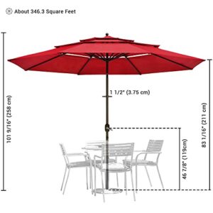 Yescom 11ft 3 Tier UV70+ Push Tilt Patio Umbrella Crank Handle Outdoor Cafe Deck Table Garden Backyard Hotel