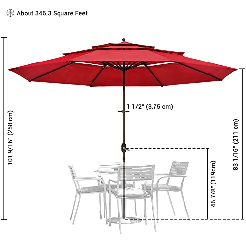 Yescom 11ft 3 Tier UV70+ Push Tilt Patio Umbrella Crank Handle Outdoor Cafe Deck Table Garden Backyard Hotel