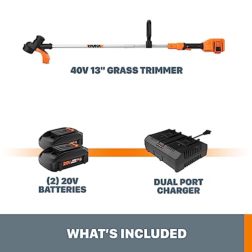 Worx WG183 40V 13" Cordless String Trimmer (Batteries & Charger Included)