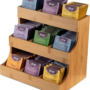 THEODORE Vertical Tea Bag Organizer - Bamboo Tea Bag Holder. Holds 180 Tea Bags.Elegant and Practical Wooden Tea Box for Tea Storage for Home, Office or Café. Can also Hold Sugar Packets and Creamers