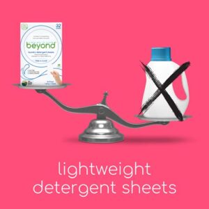 Beyond Laundry Detergent Sheets (32 sheets) - Free & Clear - Eco-friendly, Hypoallergenic. Biodegradable. Paraben free. Travel friendly. Plastic Free Packaging