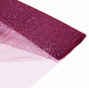 valentina textile inc tulle glitter fabric 54" by 10 yards (30 ft) tulle bolt for wedding, party and decoration (10 yard, burgundy)