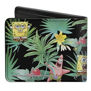 Buckle-Down Men's Nickelodeon Wallet, Bifold, Spongebob Squarepants and Patrick Starfish Tropical Fauna, Vegan Leather, 4.0" x 3.5"