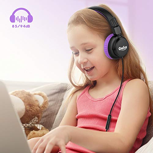 gorsun Kids Headphones, Headphones for Kids for School, 85dB/94dB Volume Limited, Wired Headphones with Mic, Sharing Function, Adjustable Toddler Headphones for School/Tablet/PC