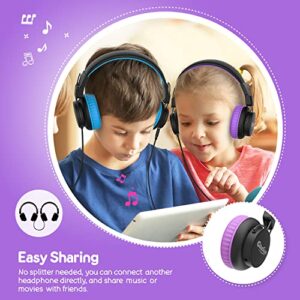 gorsun Kids Headphones, Headphones for Kids for School, 85dB/94dB Volume Limited, Wired Headphones with Mic, Sharing Function, Adjustable Toddler Headphones for School/Tablet/PC