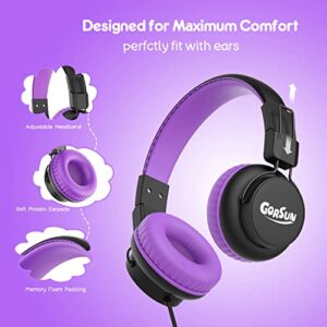 gorsun Kids Headphones, Headphones for Kids for School, 85dB/94dB Volume Limited, Wired Headphones with Mic, Sharing Function, Adjustable Toddler Headphones for School/Tablet/PC