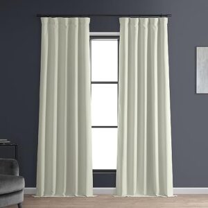 hpd half price drapes solid thermal insulated blackout curtains for bedroom 50 x 96 signature linen window treatment curtain (1 panel), flch-fmbo20128-96, excursion ivory