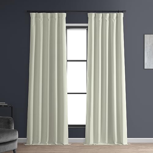 HPD HALF PRICE DRAPES Solid Thermal Insulated Blackout Curtains for Bedroom 50 X 96 Signature Linen Window Treatment Curtain (1 Panel), FLCH-FMBO20128-96, Excursion Ivory