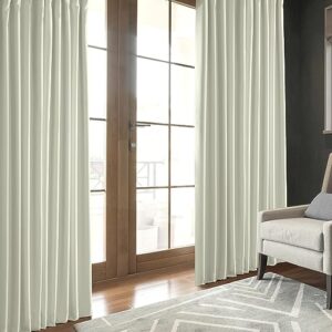 HPD HALF PRICE DRAPES Solid Thermal Insulated Blackout Curtains for Bedroom 50 X 96 Signature Linen Window Treatment Curtain (1 Panel), FLCH-FMBO20128-96, Excursion Ivory