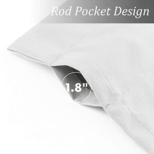 Valea Home Blackout Short Curtains Waterproof Soft Rod Pocket Kitchen Curtains for Bathroom Window Room Darkening Small Curtains for Bedroom 36 inch Length, 2 Panels, Grayish White