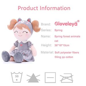 Gloveleya Baby Doll Girl Gifts Soft Plush Kitty Cat Dolls Girls Toy 14" with Gift Box