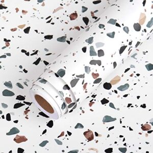 lacheery terrazzo peel and stick wallpaper 15.8"x160" vinyl countertop contact paper terrazzo for cabinets counter tops waterproof removable wallpaper for bedroom decor self adhesive wall paper roll
