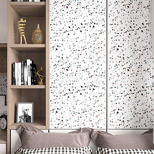 LACHEERY Terrazzo Peel and Stick Wallpaper 15.8"x160" Vinyl Countertop Contact Paper Terrazzo for Cabinets Counter Tops Waterproof Removable Wallpaper for Bedroom Decor Self Adhesive Wall Paper Roll