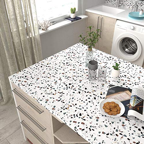 LACHEERY Terrazzo Peel and Stick Wallpaper 15.8"x160" Vinyl Countertop Contact Paper Terrazzo for Cabinets Counter Tops Waterproof Removable Wallpaper for Bedroom Decor Self Adhesive Wall Paper Roll