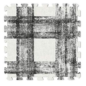 FloorPops FPF3751 Sawyer Plaid Interlocking Floor Tiles, Black