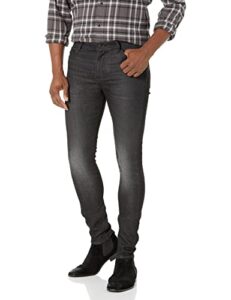 a|x armani exchange men's 5 pocket medium wash super skinny jeans, black denim, 40