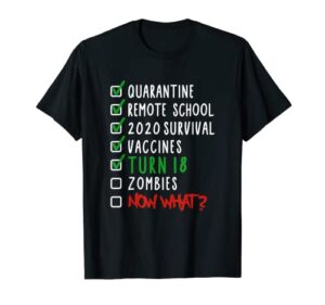 funny 18th birthday gift i 18 years i 2003 2021 i quarantine t-shirt