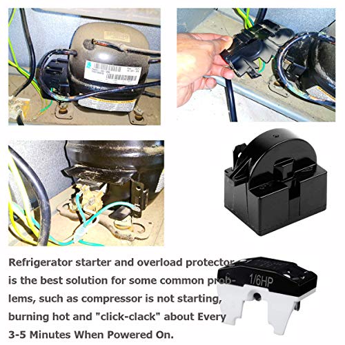 Refrigerator Compressor Relay and Overload Kit 5 Sets,Refrigerator Starters QP2-4R7 4.7 Ohm 1 Pin Refrigerator PTC Starter Relays and 6750C-0005P Freezer Overload Protectors