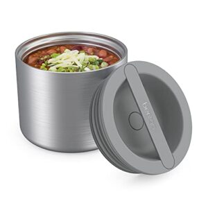 bentgo® stainless insulated food container - triple layer insulation, leak-proof lid, wide mouth design - sustainable 2.4 cup capacity, food-grade materials, ideal for cool or warm food (stainless steel silver)